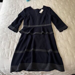 Chic Navy Dress with White Accents